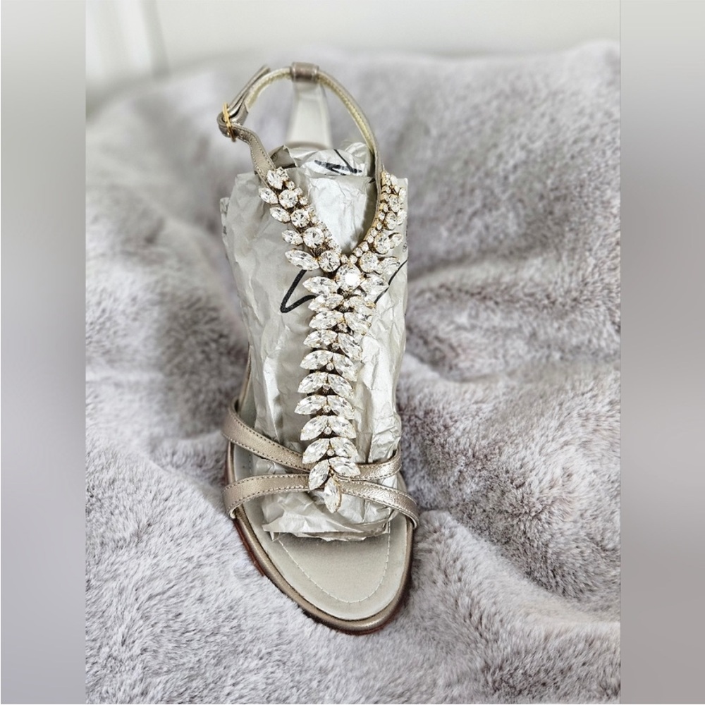 💎✨ RARE Gorgeous Giuseppe Zanotti Taupe Metallic Bejeweled Crystal Sandals - Picture 6 of 14